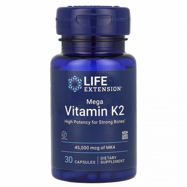 Life Extension, Mega Vitamin K2, 30 капсул Life Extension, Mega Vitamin K2, 30 капсул