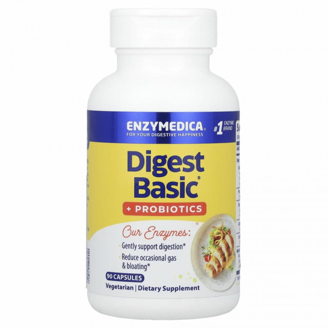 Enzymedica, Digest Basic с пробиотиками, 90 капсул
