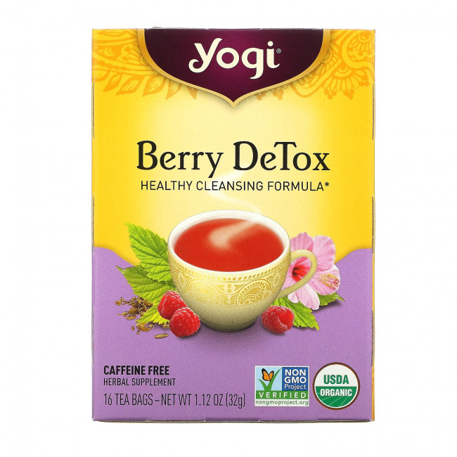 Yogi Tea, Berry DeTox, ягодный чай, без кофеина, 16 чайных пакетиков, 32 г (1,12 унции)