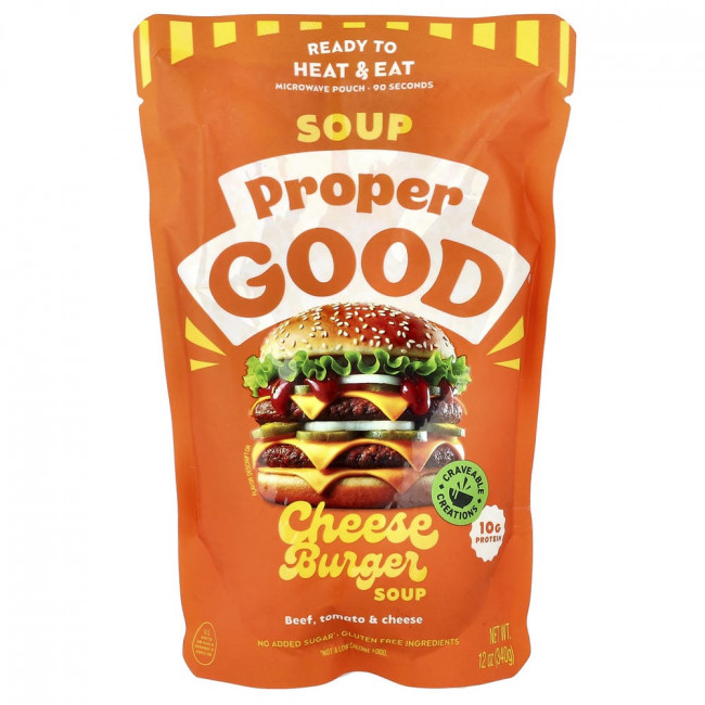 Суп «Proper Good» с чизбургером, говядиной, помидорами и сыром, 340 г (12 унций)