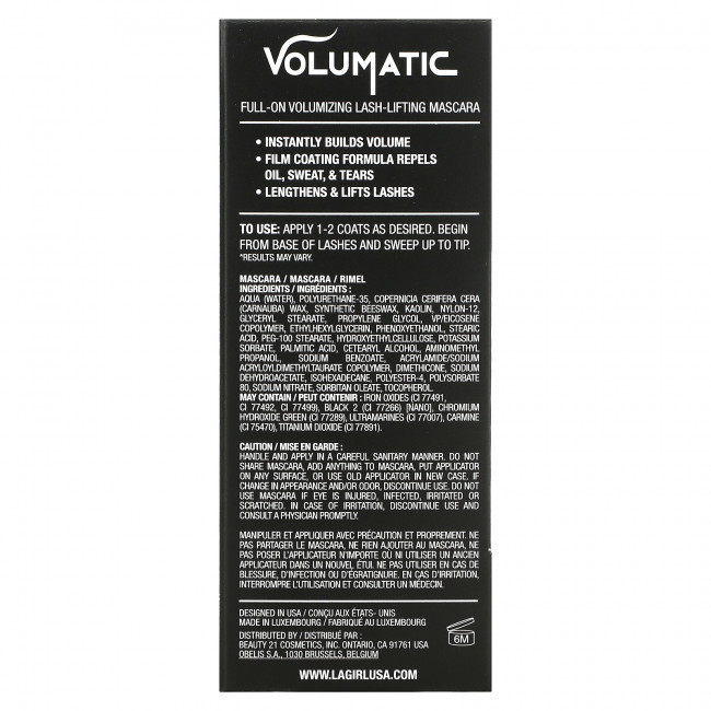 L.A. Girl, Тушь для ресниц Volumatic, 10 мл (0,34 жидк. Унции) L.A. Girl, Тушь для ресниц Volumatic, 10 мл (0,34 жидк. Унции)
