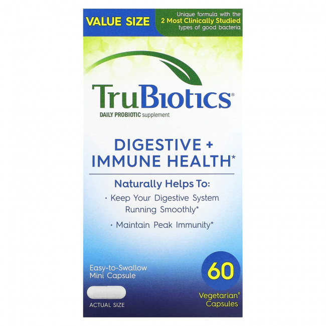 TruBiotics, Здоровье пищеварительной и иммунной систем, 60 вегетарианских капсул TruBiotics, Здоровье пищеварительной и иммунной систем, 60 вегетарианских капсул