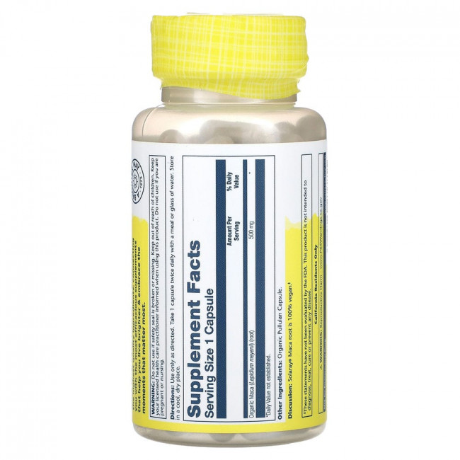 Solaray, Organic Maca, 500 mg, 100 Organic Capsules