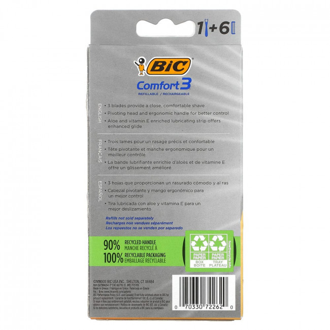 BIC, Comfort 3, 1 Handle, 6 Cartridges