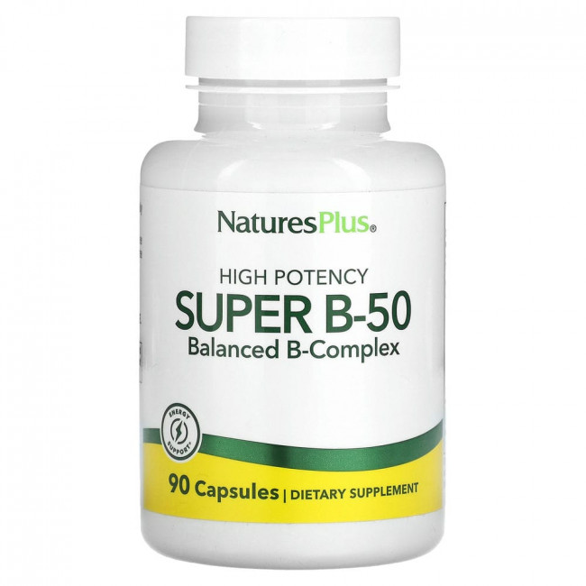 NaturesPlus, Super B-50 с высокой эффективностью, 90 капсул