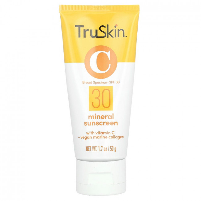 TruSkin, Mineral Sunscreen with Vitamin C + Vegan Marine Collagen, SPF 30, 1.7 oz (50 g)