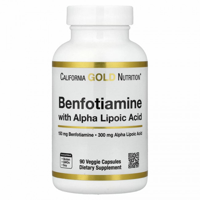 California Gold Nutrition, бенфотиамин с альфа-липоевой кислотой, 90 вегетарианских капсул California Gold Nutrition, бенфотиамин с альфа-липоевой кислотой, 90 вегетарианских капсул