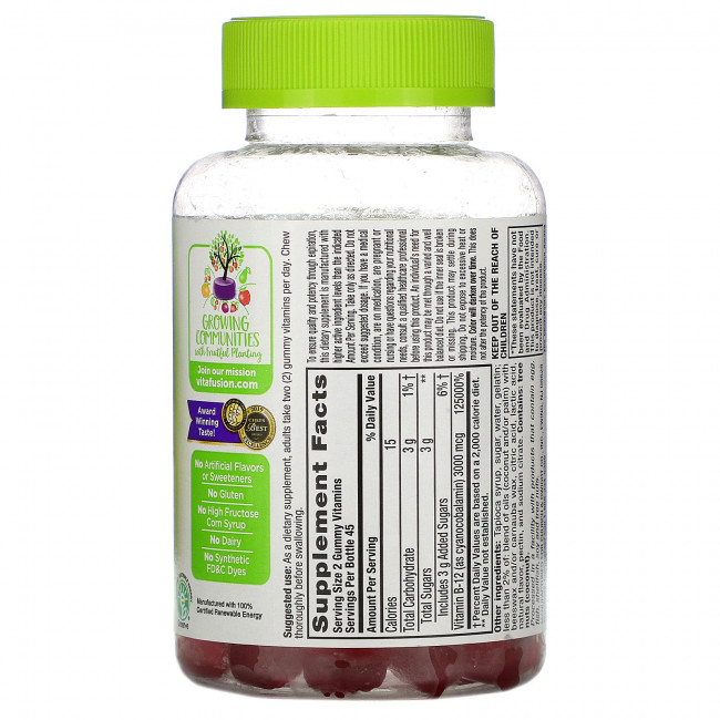 VitaFusion, Extra Strength B-12, Натуральный вишневый вкус, 1,500 мкг, 90 жевательных таблеток VitaFusion, Extra Strength B-12, Натуральный вишневый вкус, 1,500 мкг, 90 жевательных таблеток