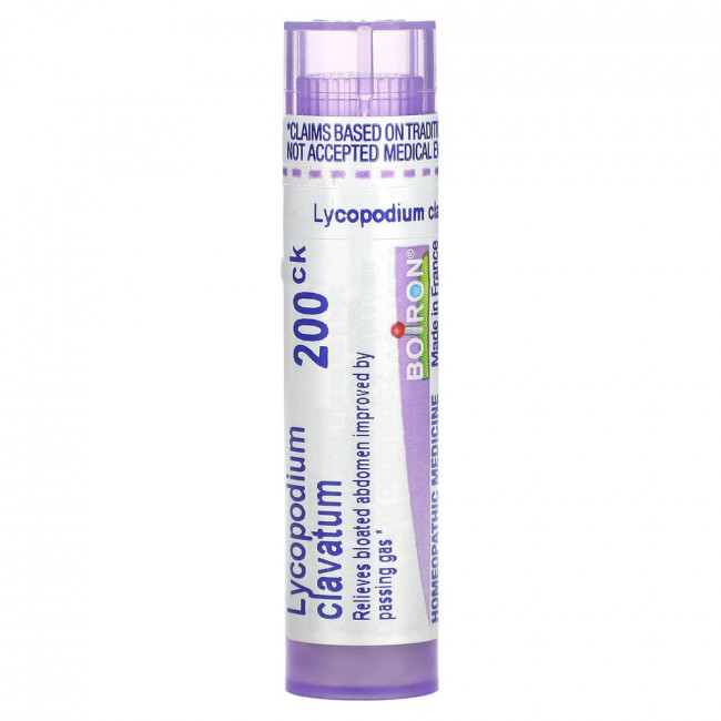 Boiron, Lycopodium Clavatum, 200CK, средство от вздутия живота и газов, около 80 гранул.
