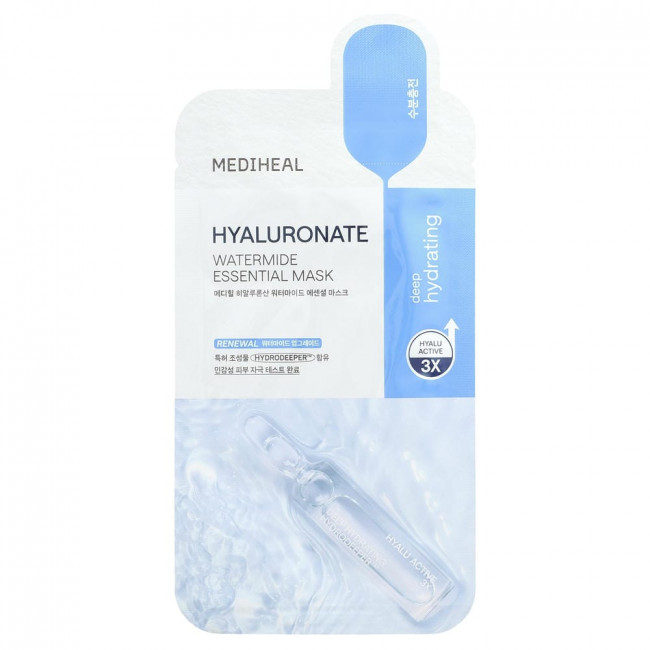 MEDIHEAL, Маска для лица с гиалуроновой кислотой и ватермидом, 1 лист, 24 мл (0,81 жидкой унции)