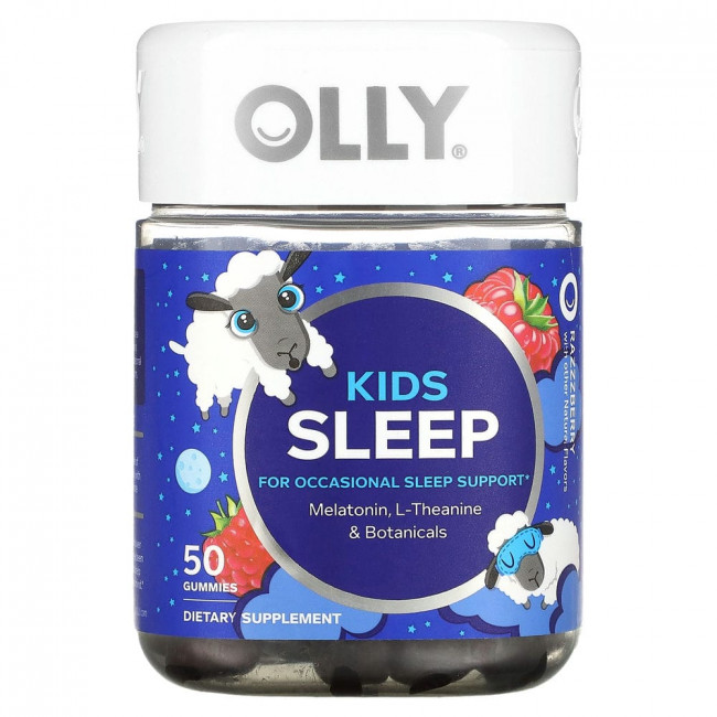 OLLY, Kids Sleep, малина, 50 жевательных таблеток OLLY, Kids Sleep, малина, 50 жевательных таблеток