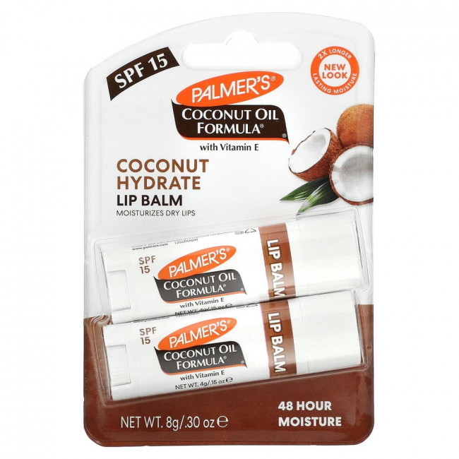 Palmer's, бальзам для губ с кокосовым маслом, SPF 15, 2 шт., 0,8 г (0,30 унции)