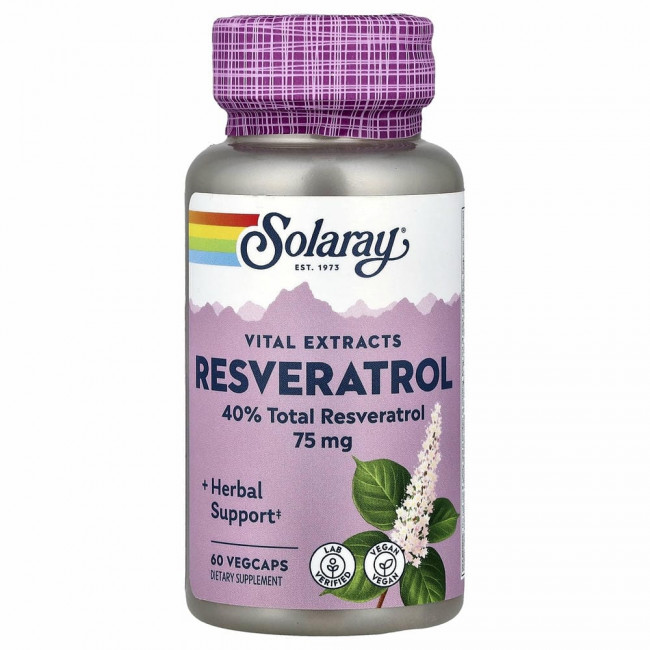 Solaray, Vital Extracts, Resveratrol, 75 mg, 60 VegCaps