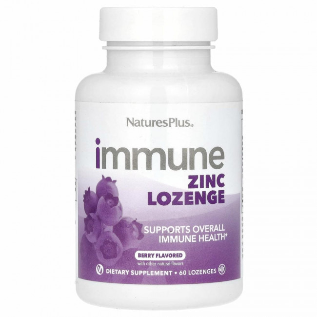 NaturesPlus, Immune Zinc, ягодный, 60 пастилок NaturesPlus, Immune Zinc, ягодный, 60 пастилок