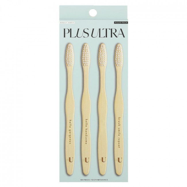 Plus Ultra, Bamboo Toothbrushes, Adult, Soft, 4 Pack
