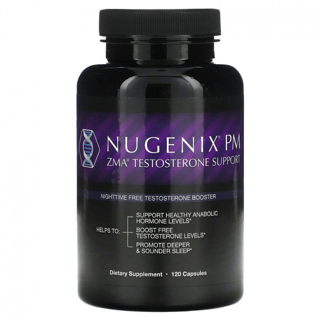 Nugenix, ZMA Testosterone Booster, Nightime Free Testosterone Booster, 120 Capsules