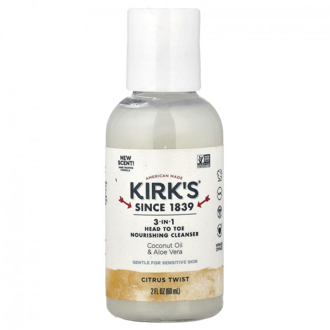 Kirk's, 3-в-1 Питательное очищающее средство для тела и тела, Citrus Twist, 60 мл (2 жидких унции) (Снято с производства)