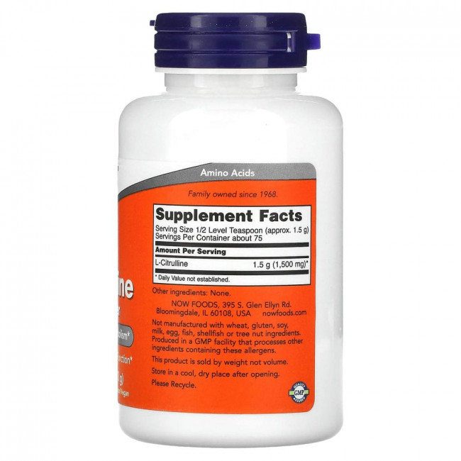 NOW Foods, L-цитруллин, чистый порошок, 4 унции (113 г) NOW Foods, L-цитруллин, чистый порошок, 4 унции (113 г)