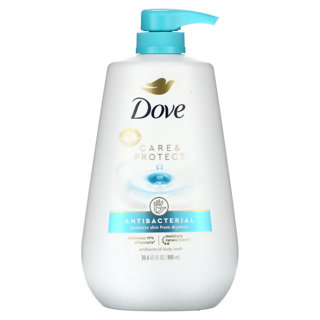 Dove, Care & Protect, антибактериальный гель для душа, 905 мл (30,6 жидк. Унции) Dove, Care & Protect, антибактериальный гель для душа, 905 мл (30,6 жидк. Унции)