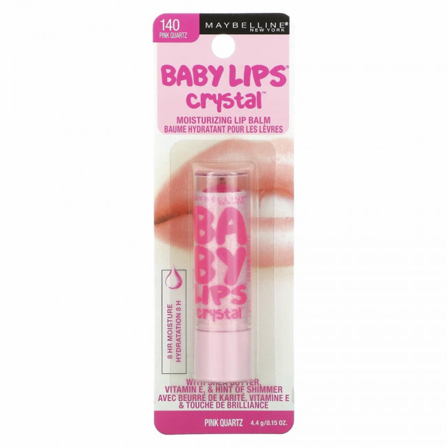 Maybelline, Baby Lips Crystal, увлажняющий бальзам для губ, розовый кварц 140, 4,4 г Maybelline, Baby Lips Crystal, увлажняющий бальзам для губ, розовый кварц 140, 4,4 г