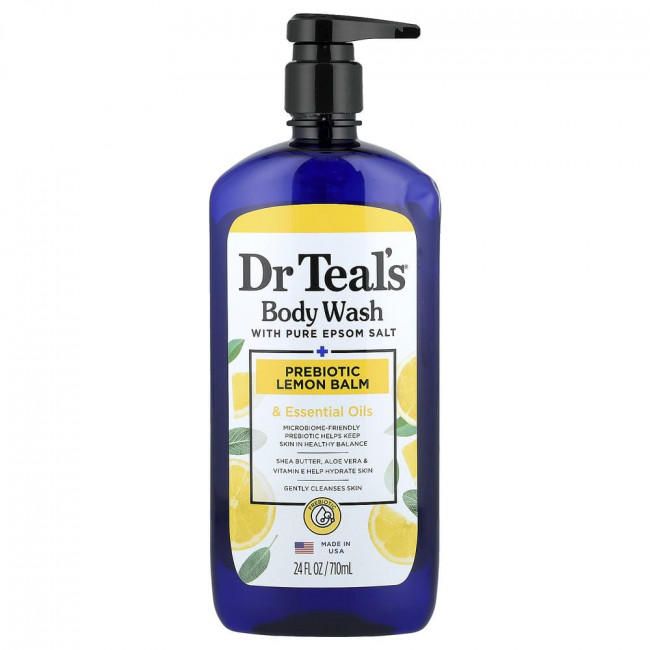 Гель для душа Dr. Teal's с чистой английской солью, пребиотической мелиссой и эфирными маслами, 710 мл (24 жидких унции)