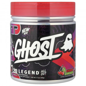 Предтренировочный комплекс Ghost Legend® All Out со вкусом вишневого лимонада, 500 г (17,6 унций)