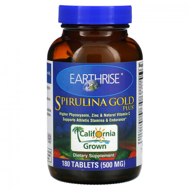 Earthrise, Spirulina Gold Plus, 500 мг, 180 таблеток Earthrise, Spirulina Gold Plus, 500 мг, 180 таблеток