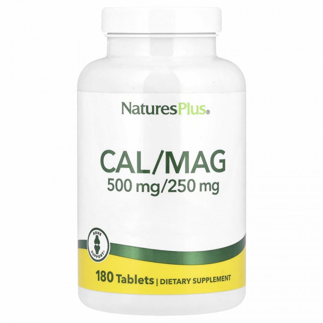 NaturesPlus, Кальций и магний, 500/250 мг, 180 таблеток