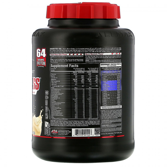 ALLMAX Nutrition, QuickMass, Weight Gainer, Rapid Mass Gain Catalyst, Vanilla, 6 lbs (2.72 kg)