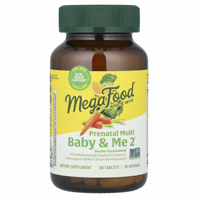 MegaFood, Baby & Me 2, витамины для беременных, 60 таблеток MegaFood, Baby & Me 2, витамины для беременных, 60 таблеток