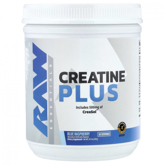 Raw Nutrition, Essentials, Creatine Plus, Blue Raspberry, 14.71 унции (417 г)