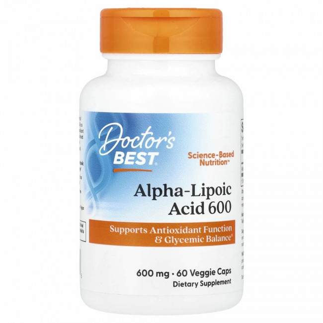Doctor's Best, альфа-липоевая кислота, 600 мг, 60 вегетарианских капсул