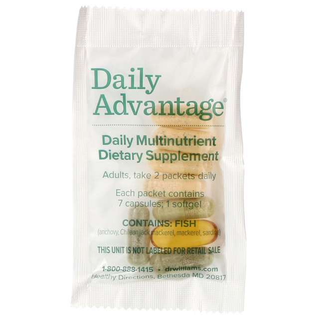 Williams Nutrition, Daily Advantage, мультинутриентная ежедневная добавка, 60 пакетиков Williams Nutrition, Daily Advantage, мультинутриентная ежедневная добавка, 60 пакетиков