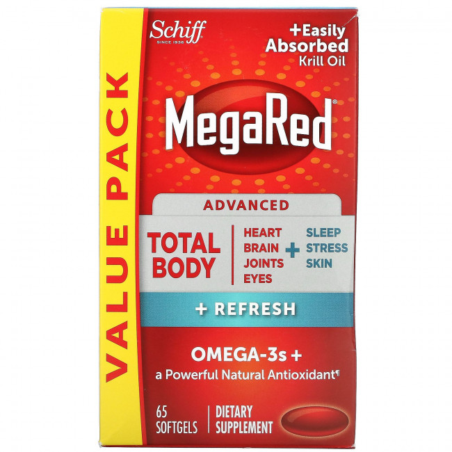 Schiff, MegaRed, Advanced Total Body + Refresh, 65 мягких таблеток Schiff, MegaRed, Advanced Total Body + Refresh, 65 мягких таблеток