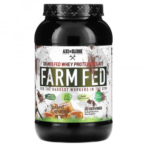 Axe & Sledge Supplements, Farm Fed, изолят сывороточного протеина травяного откорма, со вкусом соленой карамелью, 840 г (29,63 унции) (Товар снят с продажи)