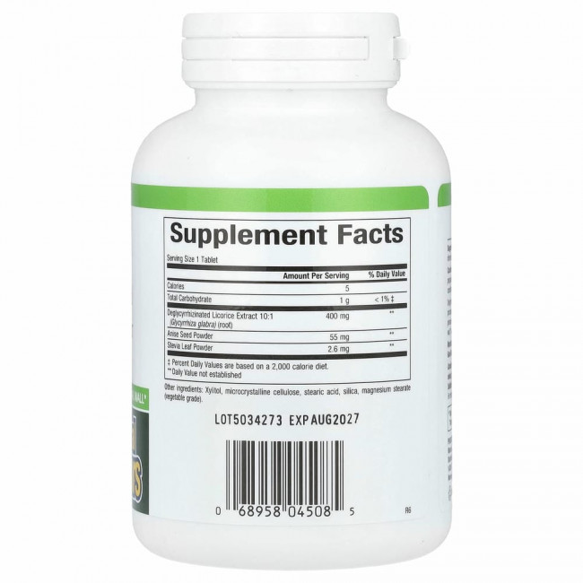 Natural Factors, DGL, глицирризинат экстракта из корня солодки, 90 жевательных таблеток Natural Factors, DGL, глицирризинат экстракта из корня солодки, 90 жевательных таблеток