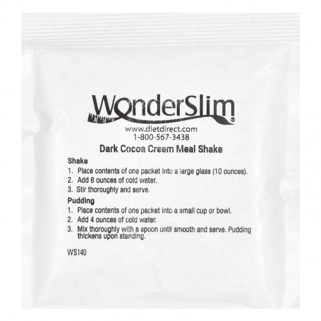 WonderSlim, коктейль, темный какао-крем, 7 пакетиков по 28 г