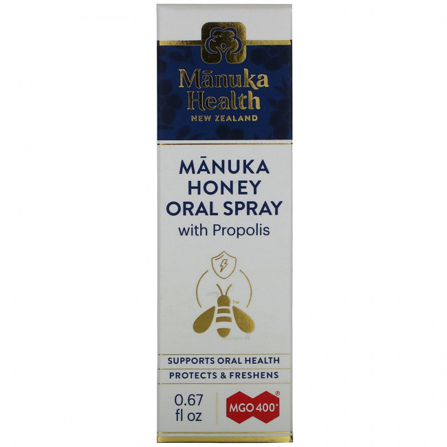 Manuka Health, Спрей для полости рта с медом Manuka и прополисом, 0,67 жидк. Унции Manuka Health, Спрей для полости рта с медом Manuka и прополисом, 0,67 жидк. Унции