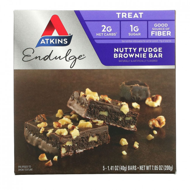 Atkins, Endulge, шоколадный торт с орехами 5 батончиков, 1.41 унции (40 г) каждый Atkins, Endulge, шоколадный торт с орехами 5 батончиков, 1.41 унции (40 г) каждый
