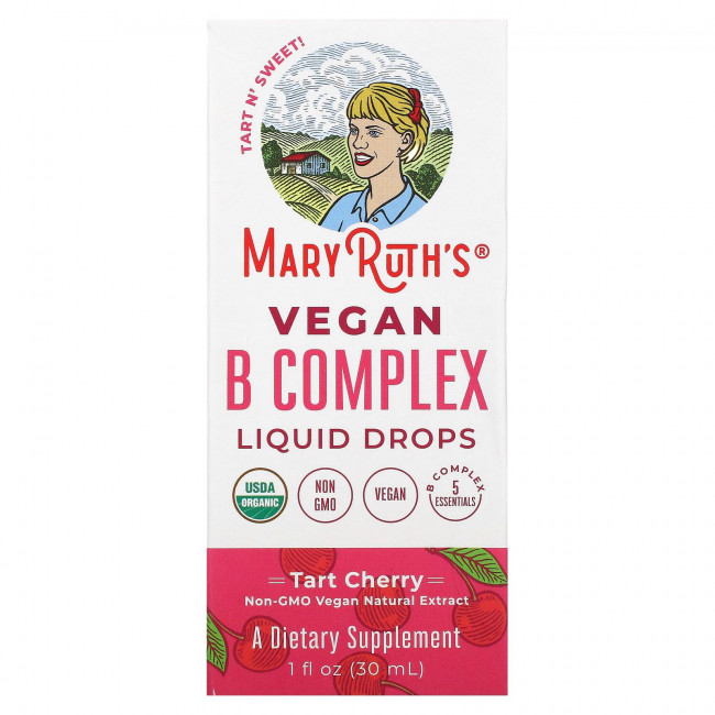 MaryRuth Organics, Vegan B Complex Liquid Drops, вишня, 30 мл (1 жидк. Унция) MaryRuth Organics, Vegan B Complex Liquid Drops, вишня, 30 мл (1 жидк. Унция)