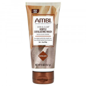 AMBI, Even & Clear®, Мягкий отшелушивающий гель для умывания, Овсяные хлопья + Морской крем, 141 г (5 унций)
