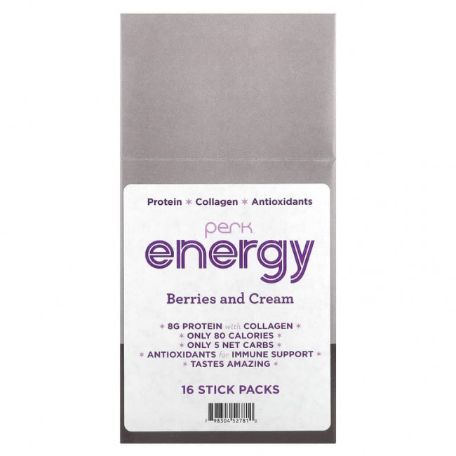 Perk Energy, Ягоды и сливки, 16 пакетиков в стиках по 19,2 г (Товар снят с продажи)