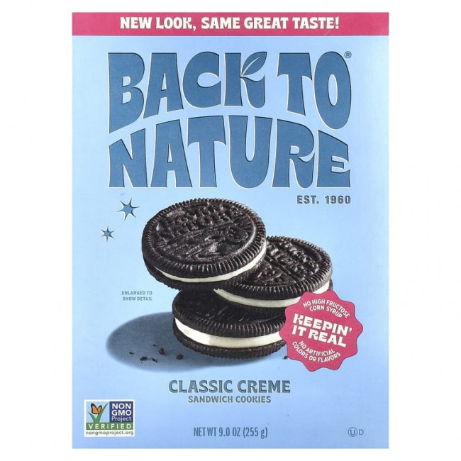 Back to Nature, Сэндвич-печенье, классический крем, 255 г (9 унций)