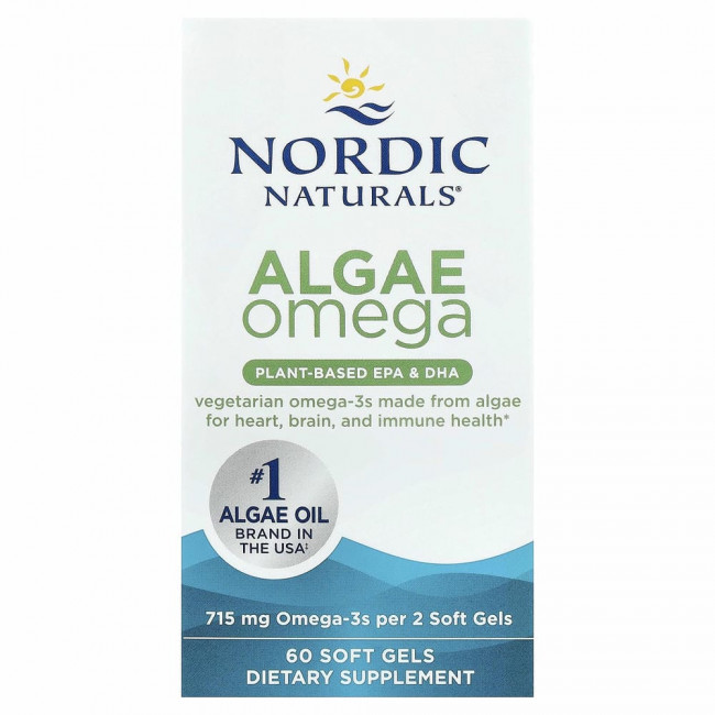Nordic Naturals, Омега-3 из Водорослей, 357.5 мг, 60 капсул Nordic Naturals, Омега-3 из Водорослей, 357.5 мг, 60 капсул