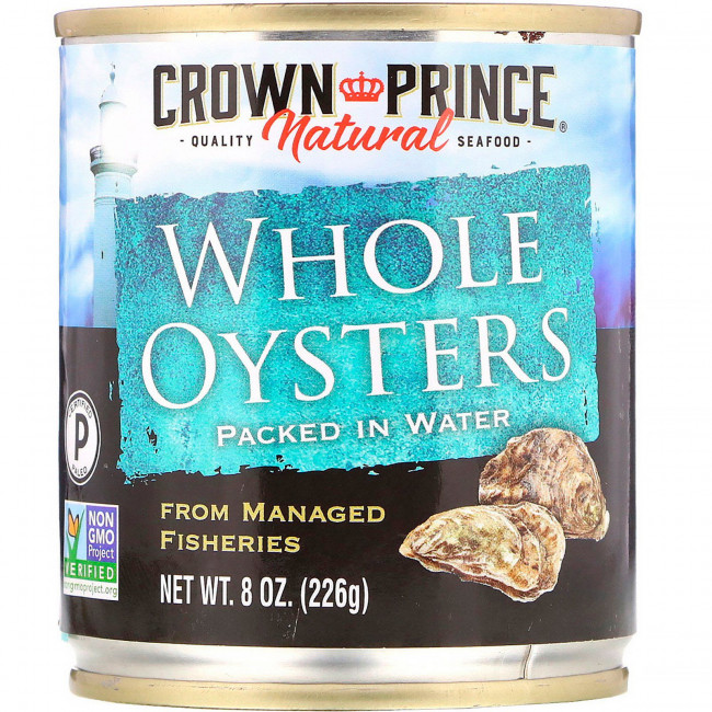 Crown Prince Natural, целые устрицы, в воде, 226 г (8 унций) Crown Prince Natural, целые устрицы, в воде, 226 г (8 унций)
