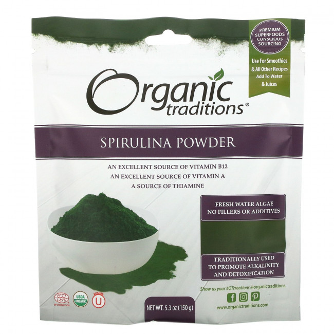 Organic Traditions, Спирулина в порошке, 150 г (5,3 унции) Organic Traditions, Спирулина в порошке, 150 г (5,3 унции)