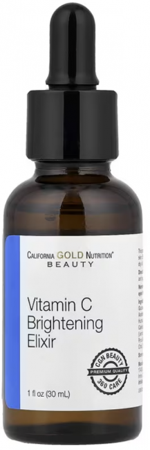 California Gold Nutrition, осветляющий эликсир с витамином C, улучшенная осветляющая сыворотка с сухим маслом, 30 мл (1 жидк. унция)