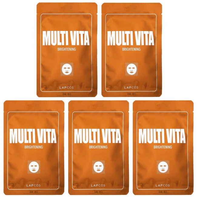 Lapcos, Набор осветляющих тканевых масок Multi Vita, 5 шт., По 25 мл (0,84 жидк. Унции)