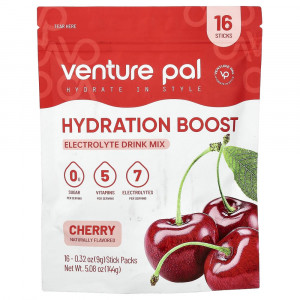 Venture Pal, Hydration Boost, электролитный напиток, вишневый вкус, 16 стиков, по 9 г каждый.