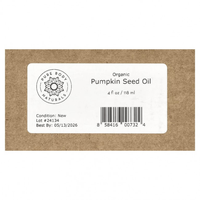 Pure Body Naturals, органическое масло семян тыквы, 118 мл (4 жидк. унции)
